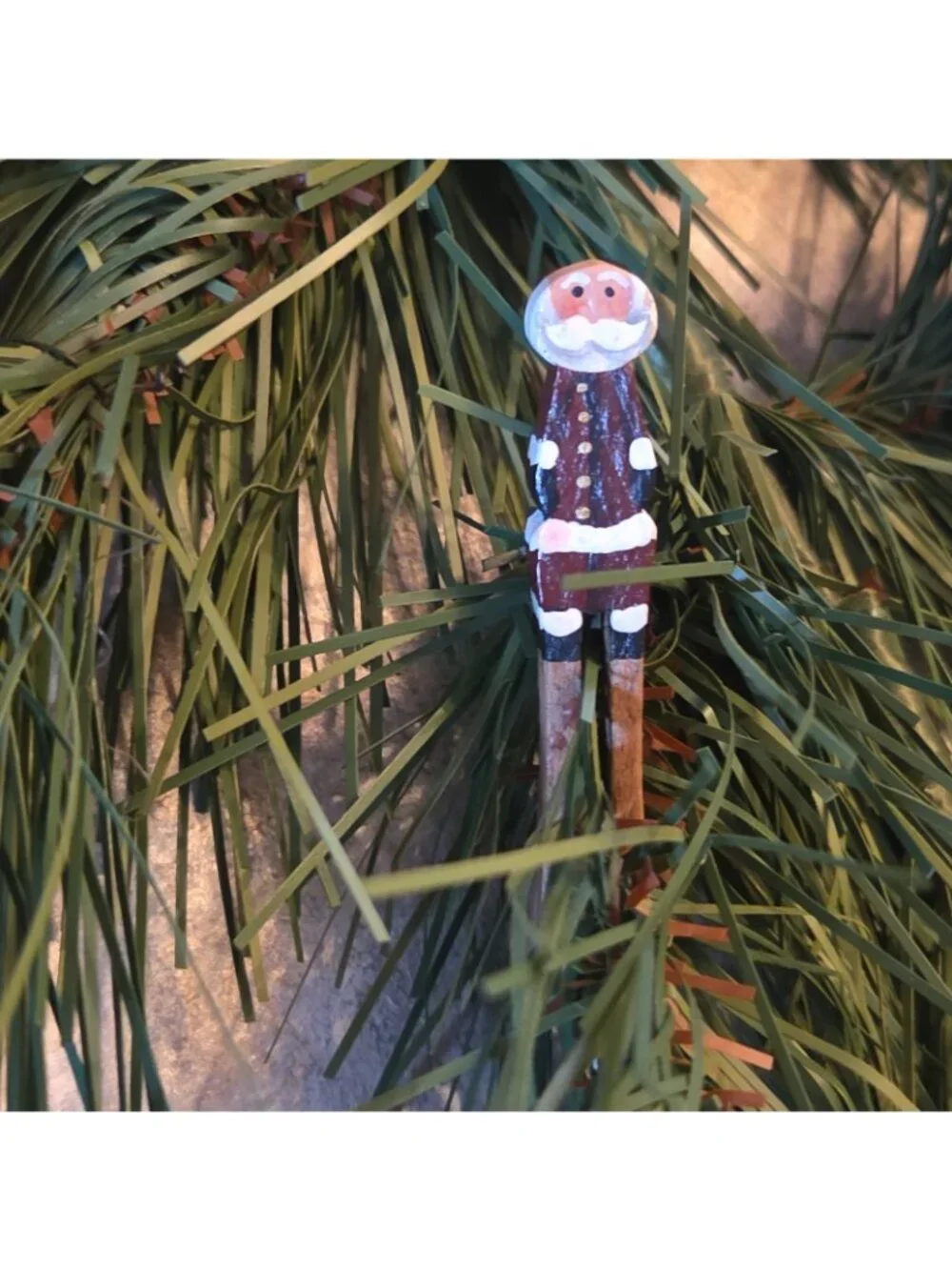 Small Santa Clothespin Ornament Hand Painted 2.5
